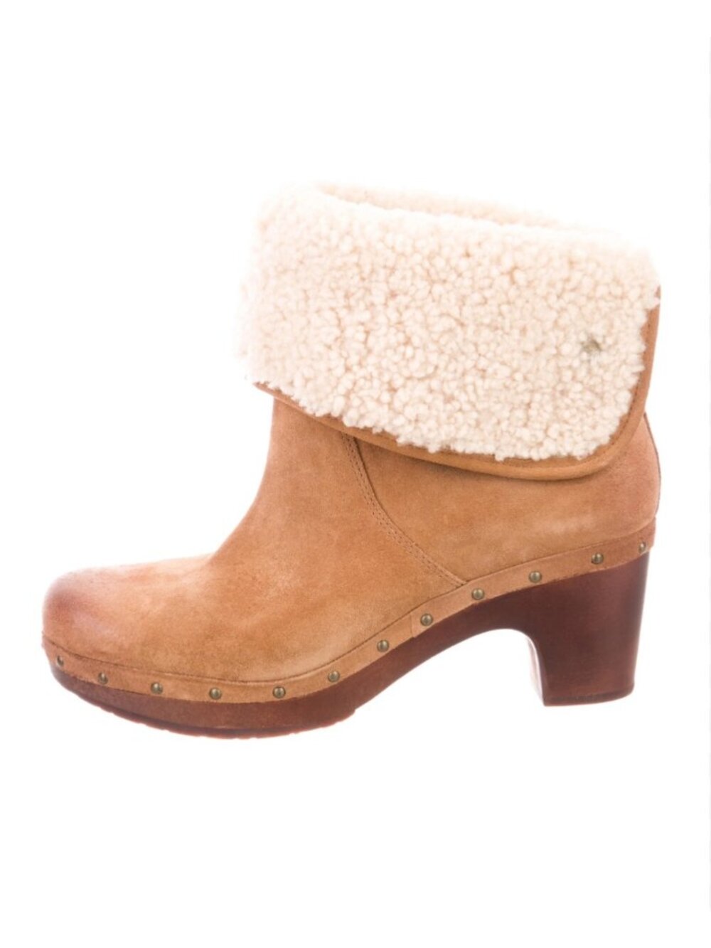 UGG Australia Lynnea Suede Shearling Heeled Ankle Boots Women’s Size 9